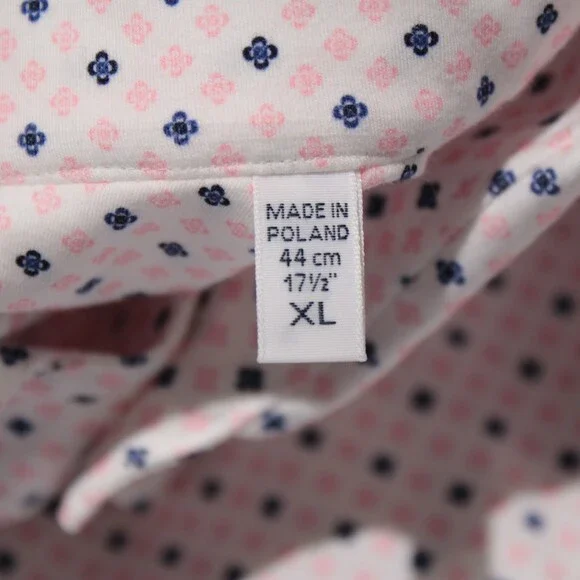 Emanuel Berg NWT Casual Button Down Shirt Size 44 17.5 XL in Pink/White/Blue